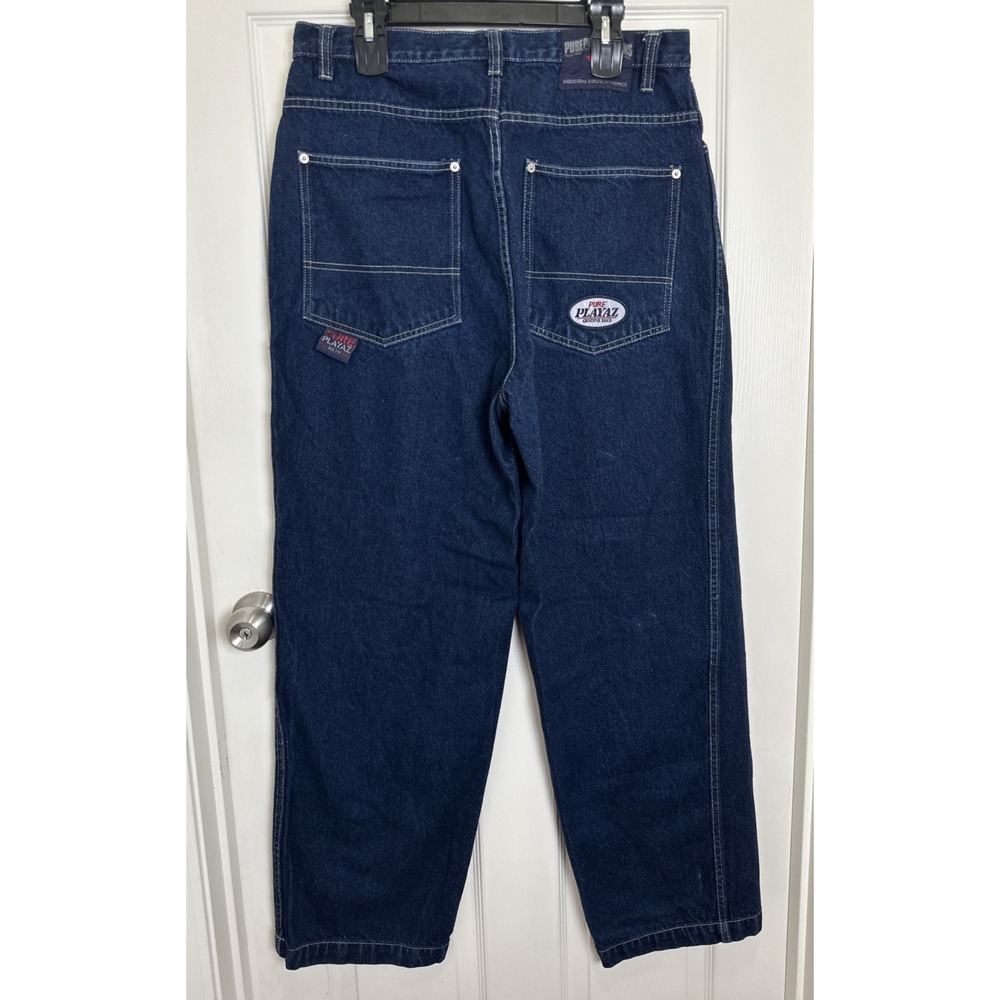 Vintage Pure‎ Playaz Jeans Men 34x32 Denim Wide Leg Y2K Baggy Streetwear